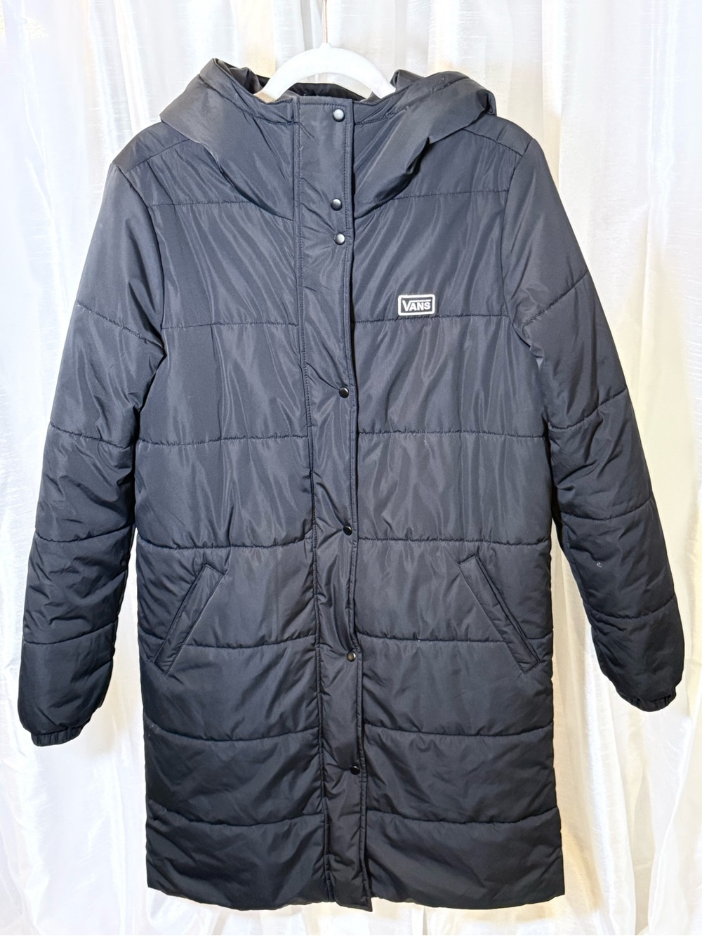 Vans Black Long Hooded Puffer Jacket